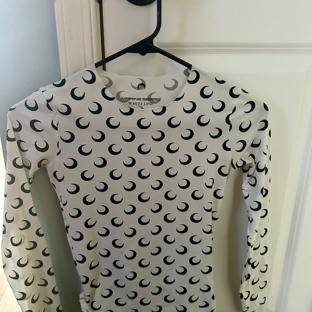 ❌ SOLD ON DEPOP ❌ Marine Serre White Top with Black Crescent Design